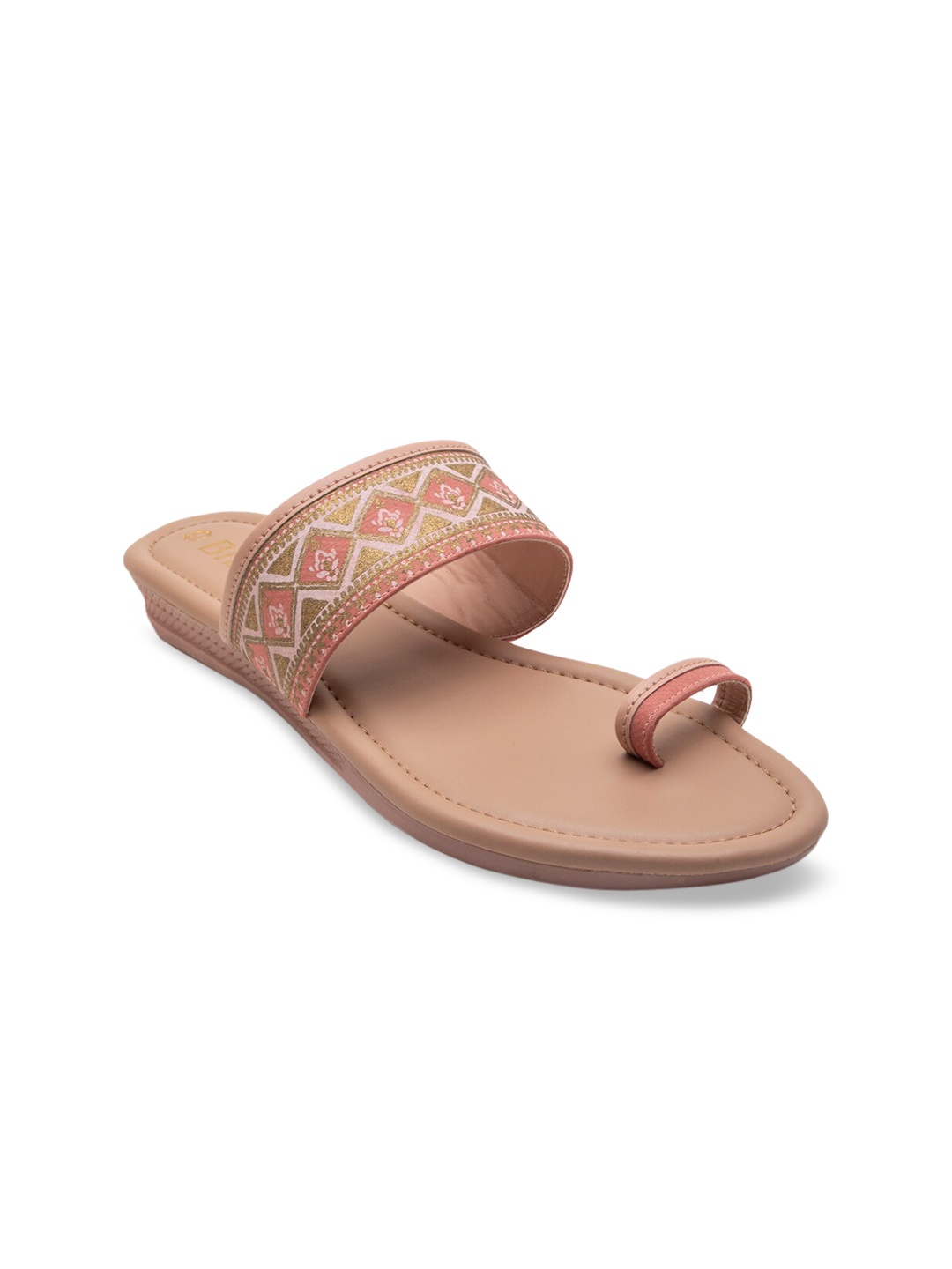 

Biba Women Peach-Coloured Woven Design One Toe Flats
