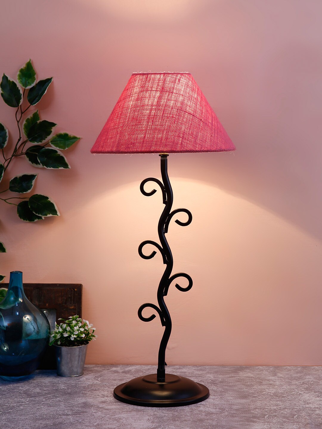 Devansh Pink Solid Traditional Frustum Table Lamp