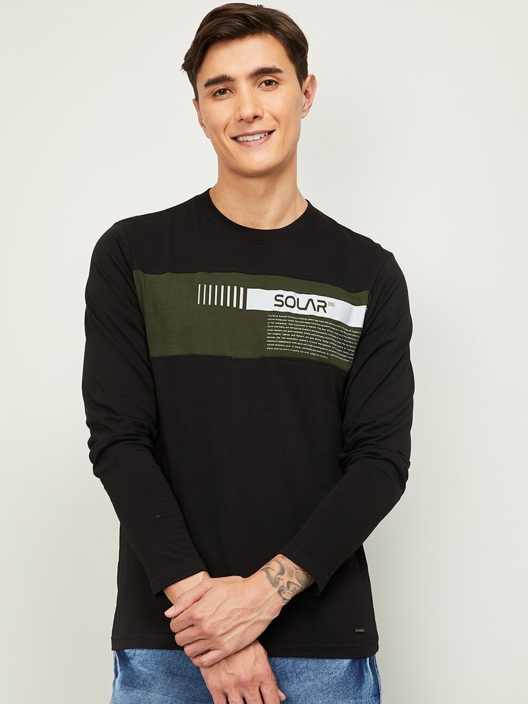 

Bossini Men Black Printed Round Neck T-shirt