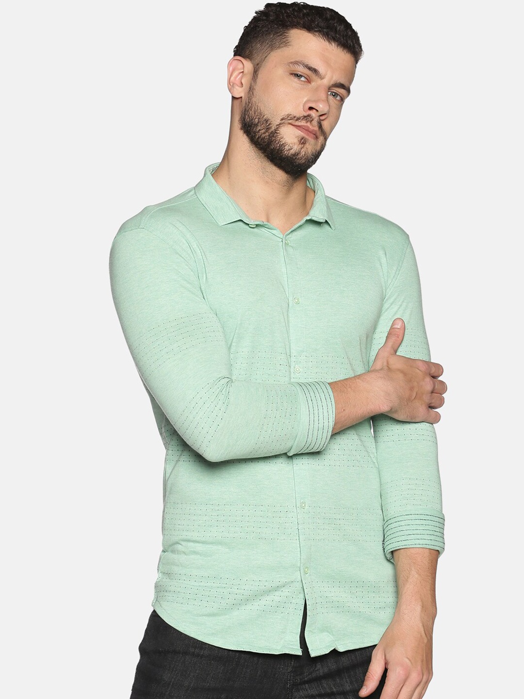 

SHOWOFF Men Green Slim Fit Printed Casual Shirt