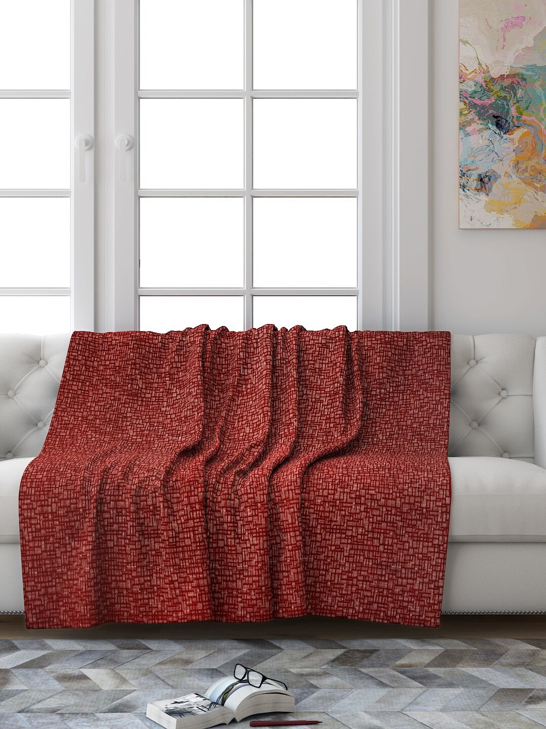 

Saral Home Maroon Soft Decorative Chenille Sofa Throw Cover