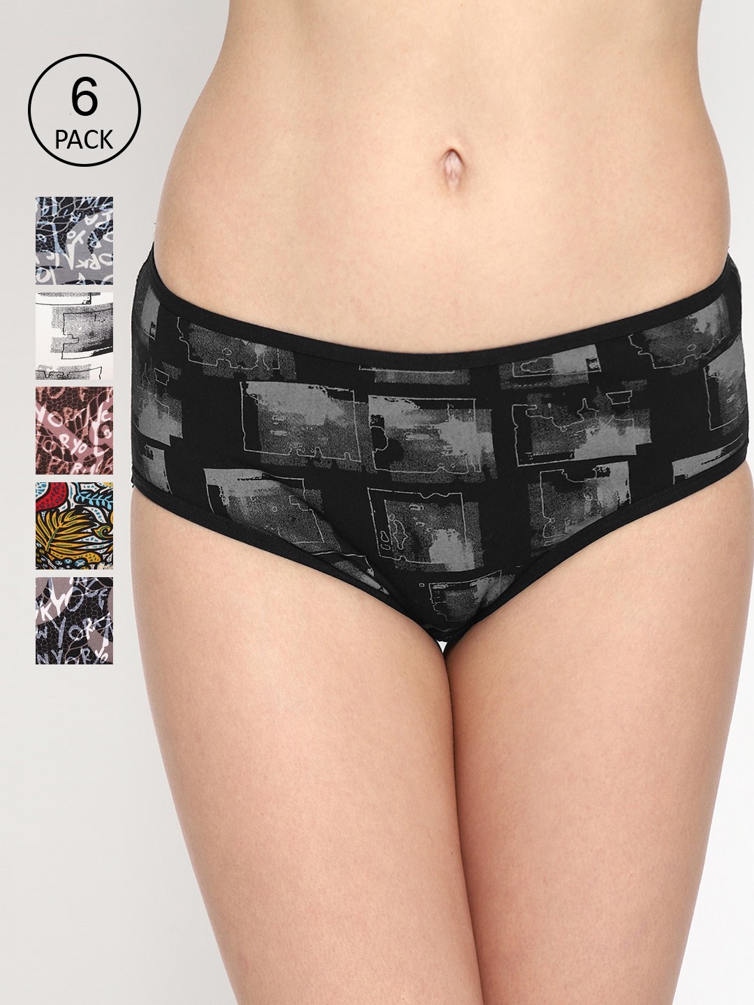 

Skidlers Women Pack of 6 Assorted Printed Hipster Briefs