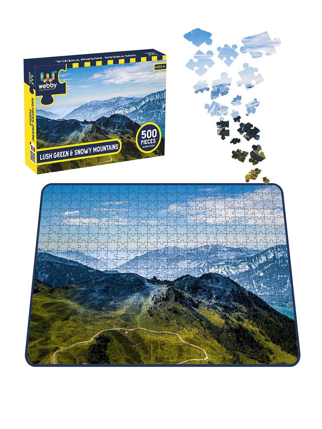 

Webby Kids Green & Blue Lush Green & Snowy Mountains Jigsaw Puzzle
