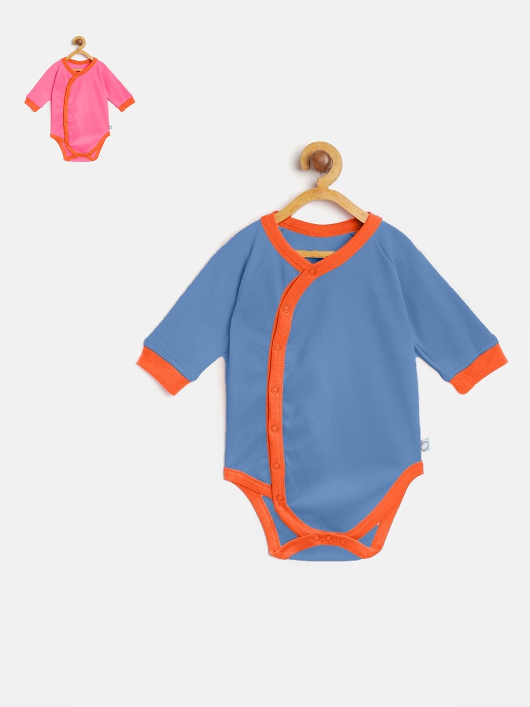 

cherrytoes Infant Kids Pack of 2 Solid Bodysuits, Blue