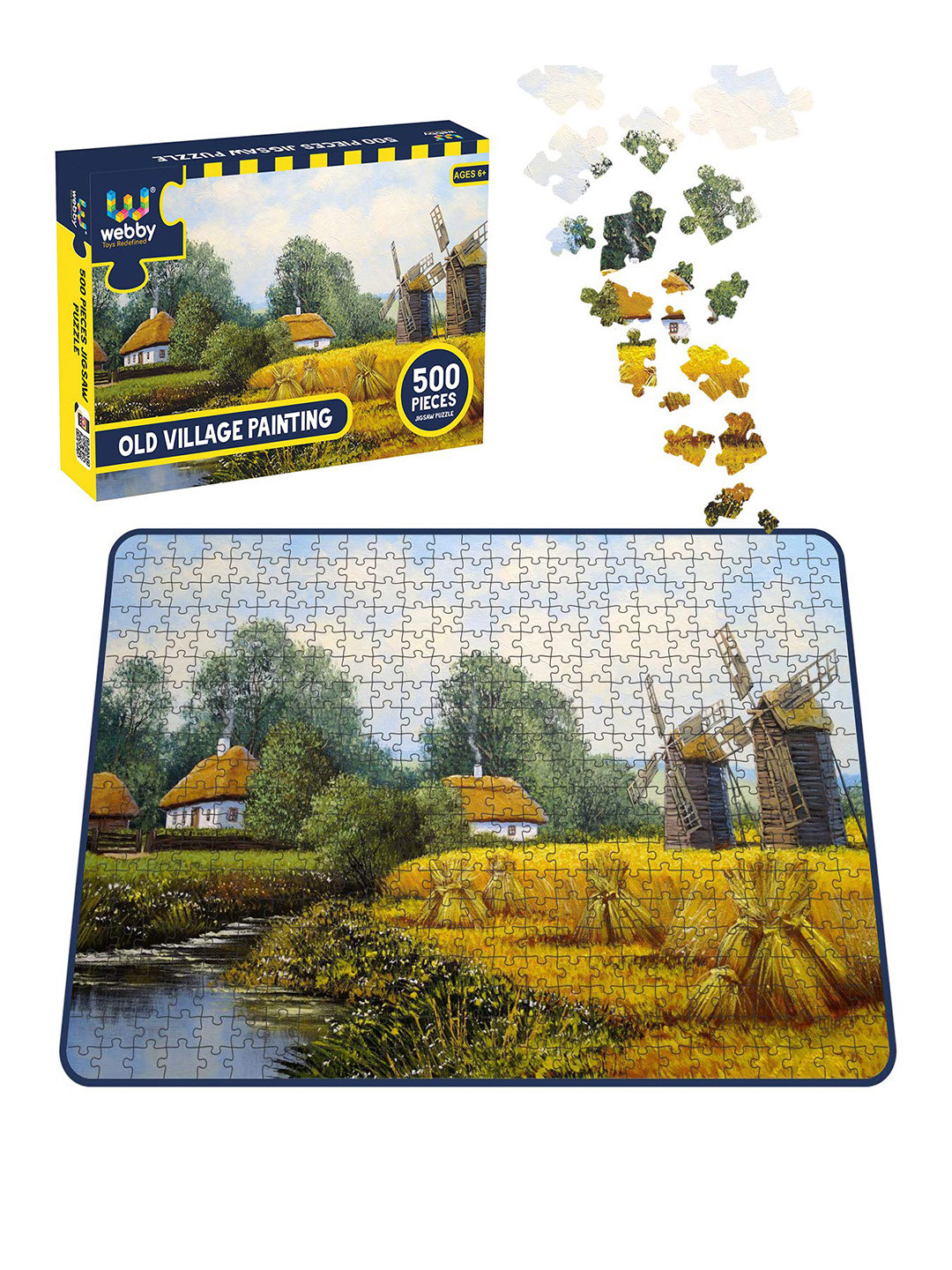 

Webby Kids Yellow & Blue Old Village Painting Jigsaw Puzzle
