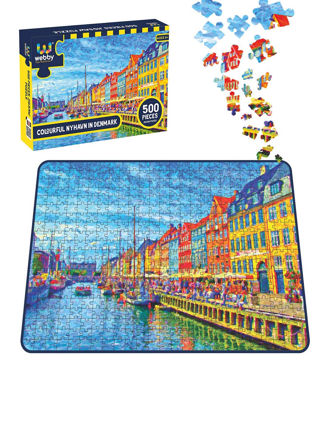 

Webby Kids Blue & Yellow Colourful Nyhavn In Denmark Jigsaw Puzzle