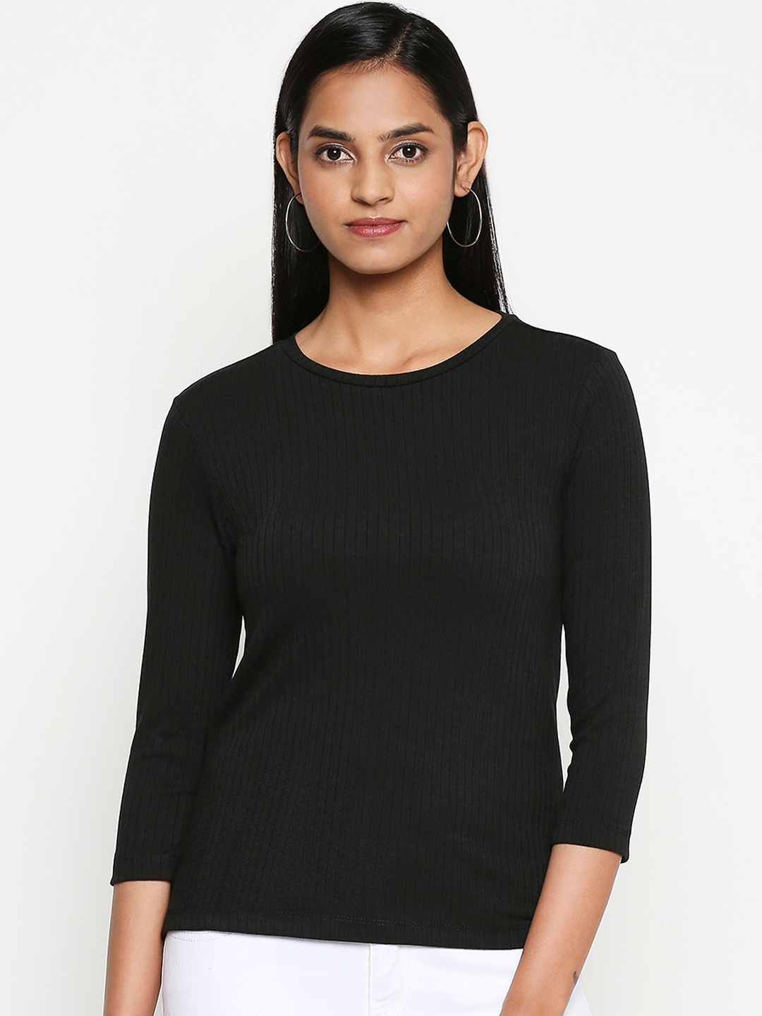 

Honey by pantaloons Women Black Solid Regular Top