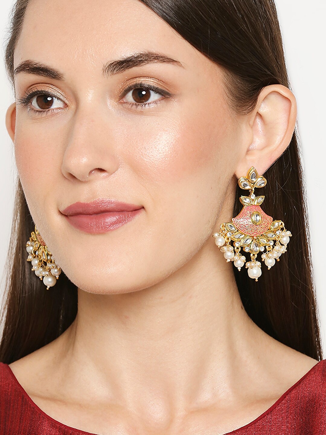 

OOMPH Pink & White Floral Chandbalis