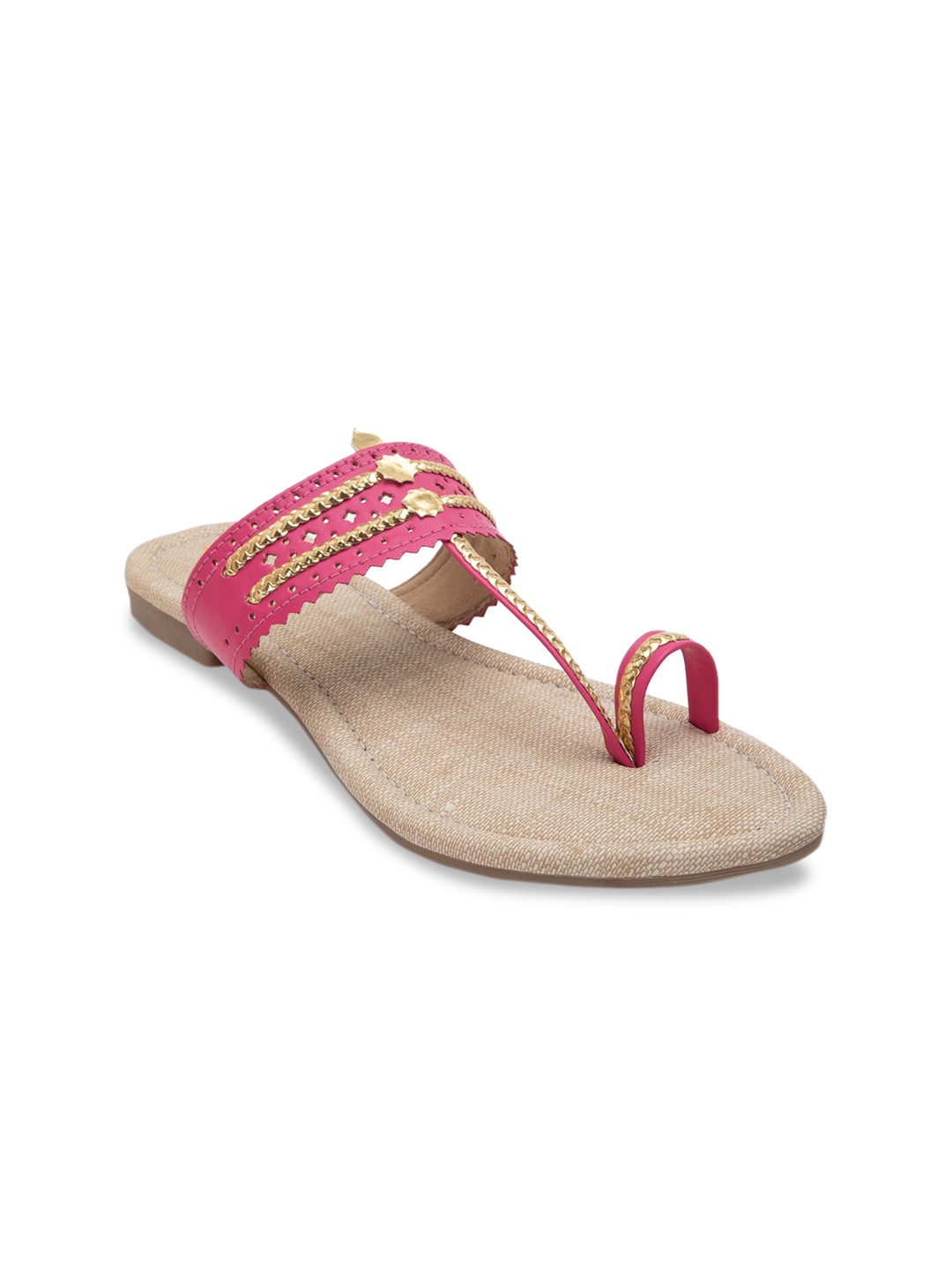 

Biba Women Peach-Coloured Woven Design One Toe Flats