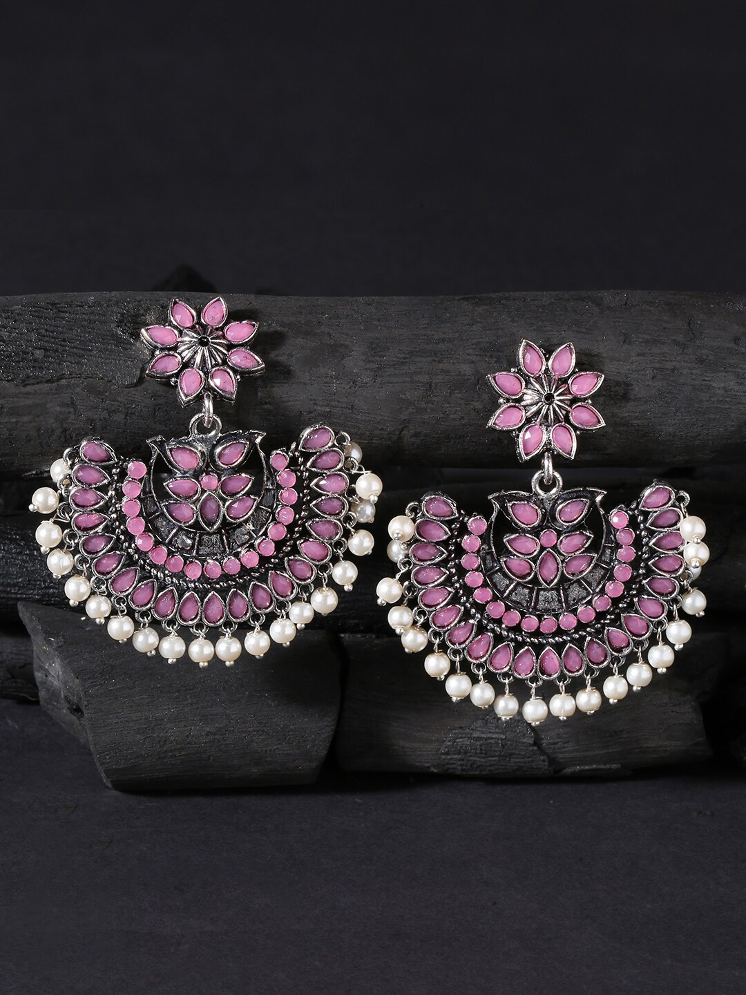 OOMPH Pink Contemporary Chandbalis