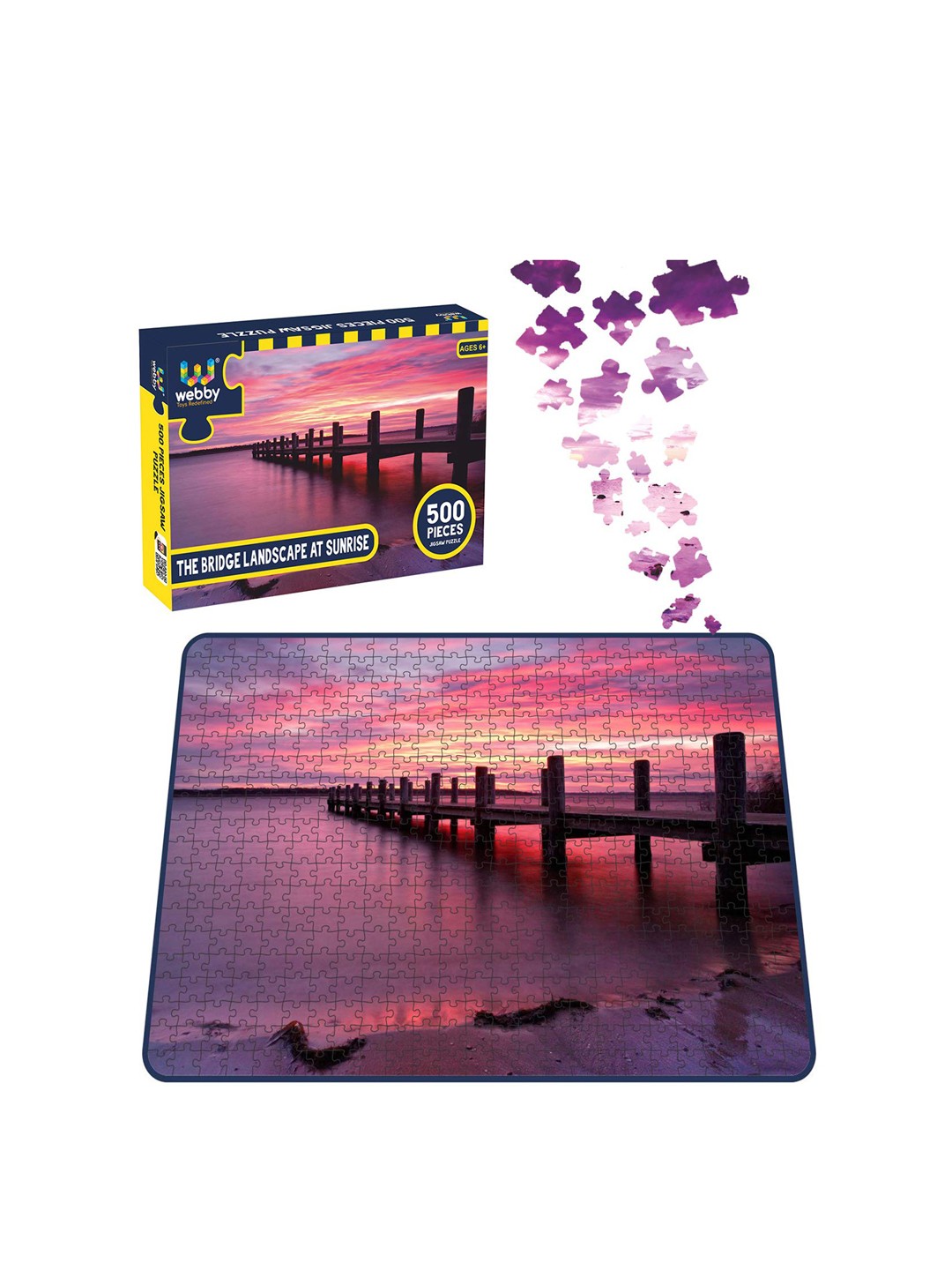 

Webby The Bridge Landscape at Sunrise Jigsaw Puzzle 500 Pieces, Purple
