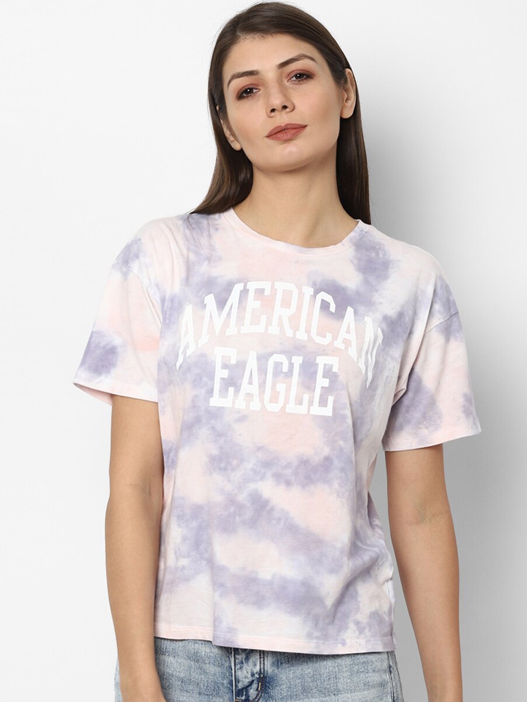 

AMERICAN EAGLE OUTFITTERS Women Multicoloured Brand Logo Printed Round Neck T-shirt, Multi