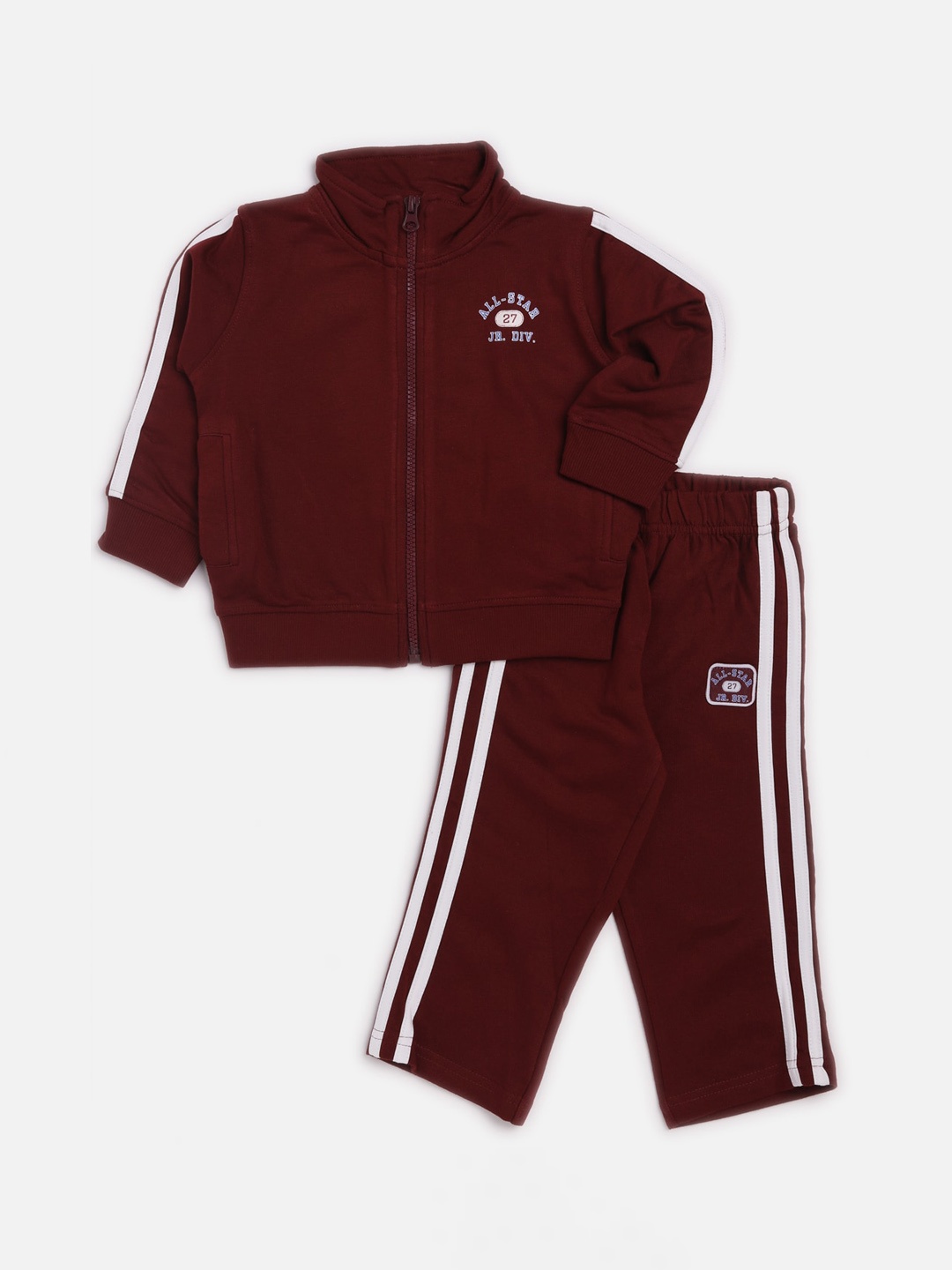 

TOFFY HOUSE Boys Maroon & White Solid Cotton Shirt with Pyjamas