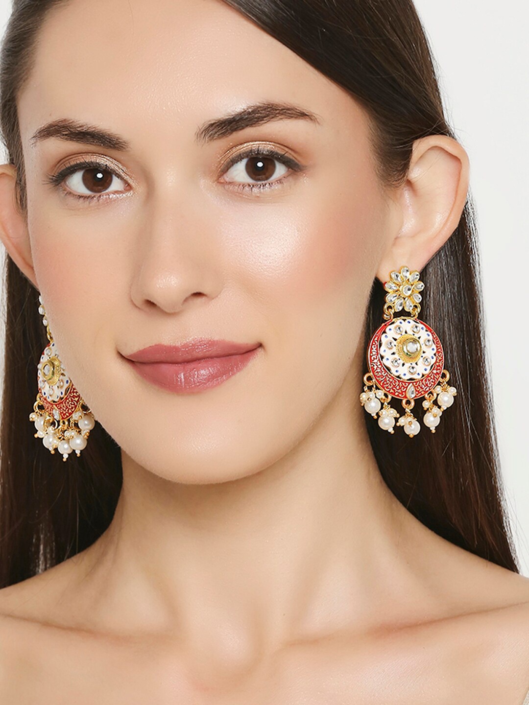 

OOMPH Red Circular Drop Earrings