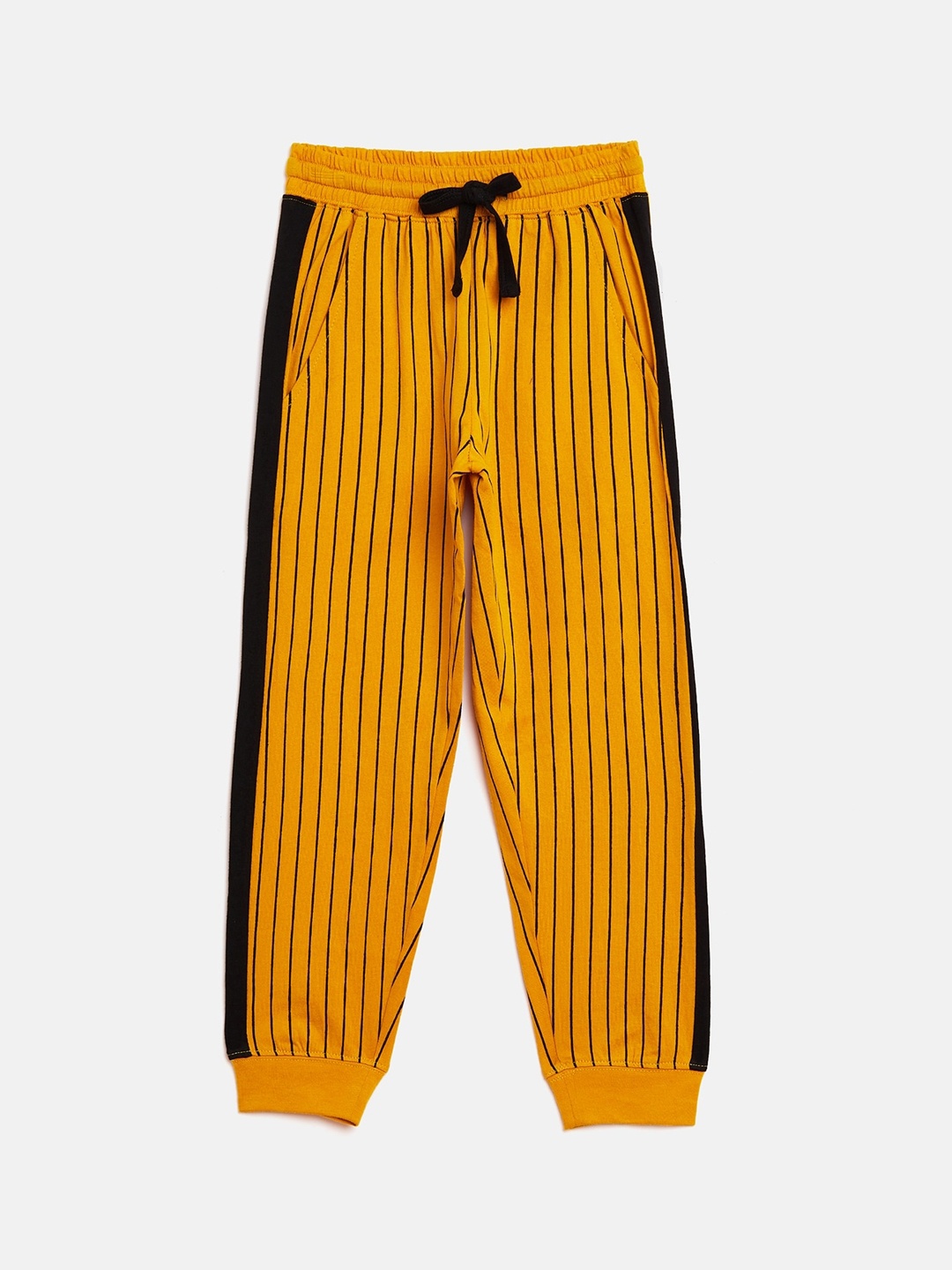 

GRITSTONES Boys Mustard Yellow & Black Striped Joggers