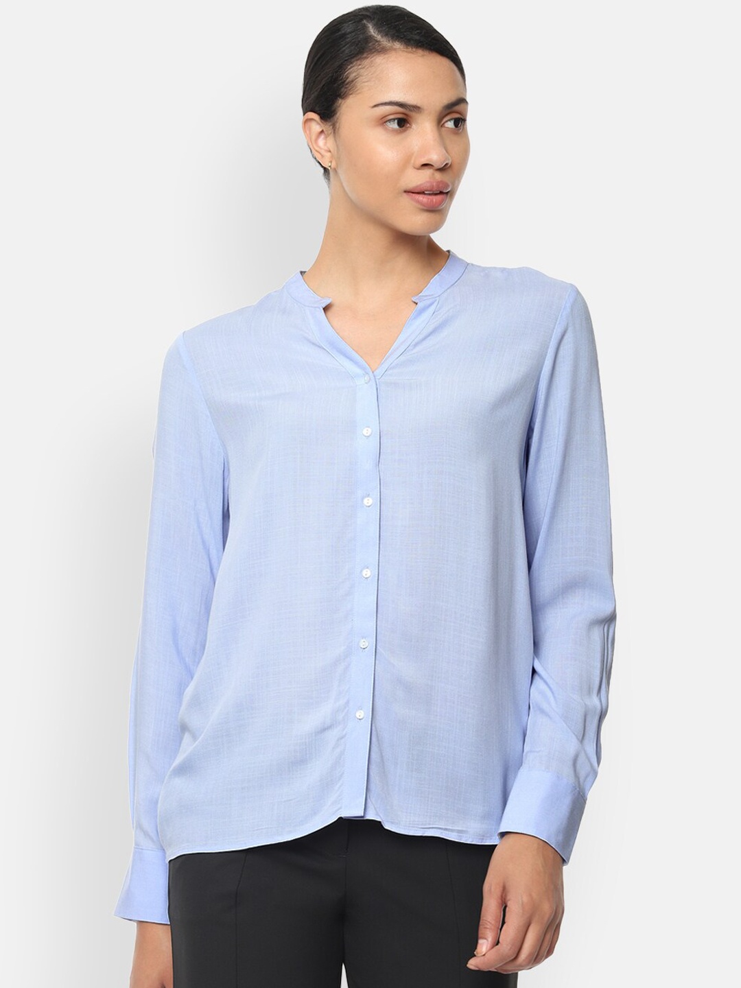 

Van Heusen Woman Blue Regular Fit Solid Casual Shirt