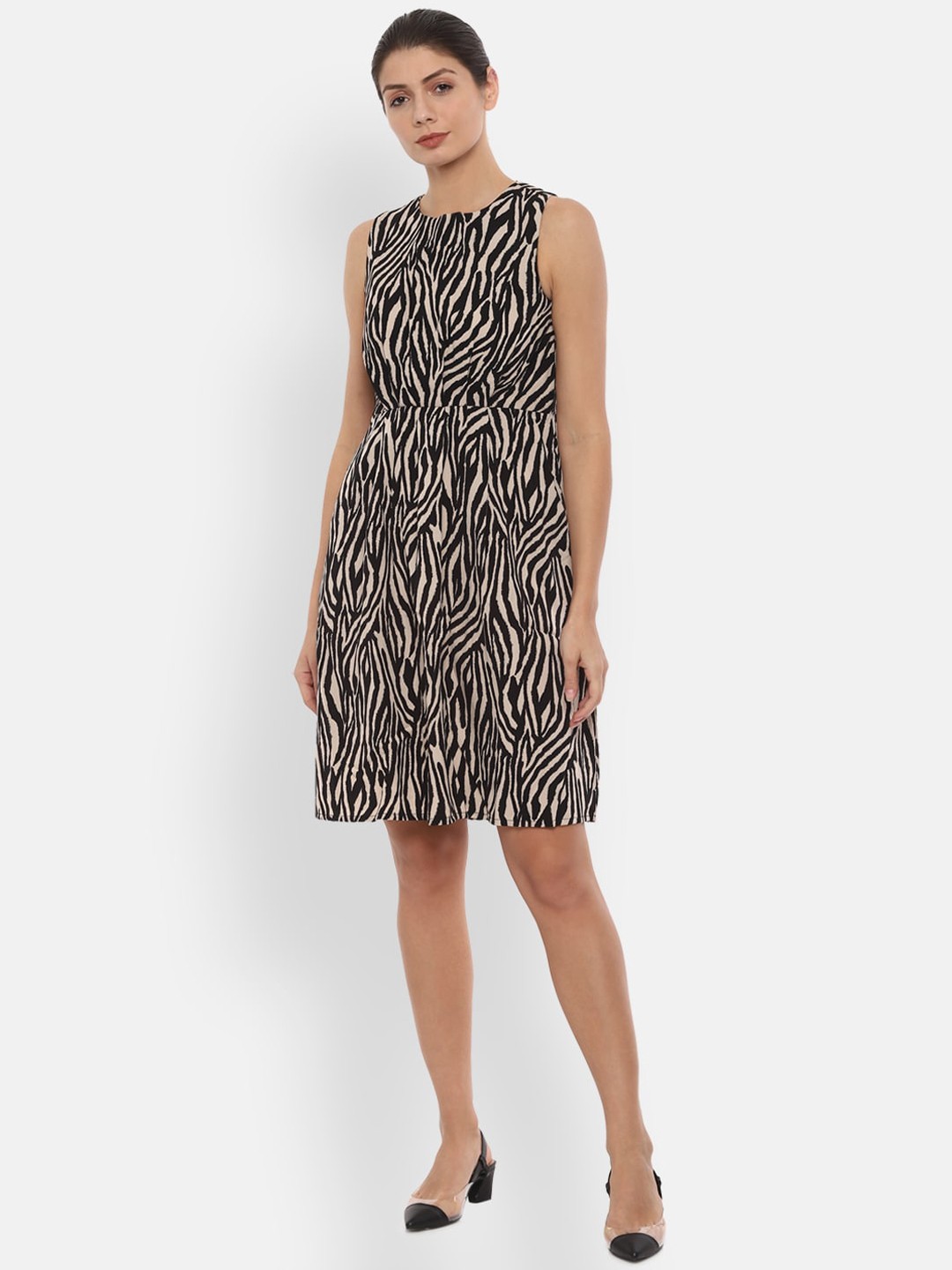 

Van Heusen Woman Black Printed A-Line Dress