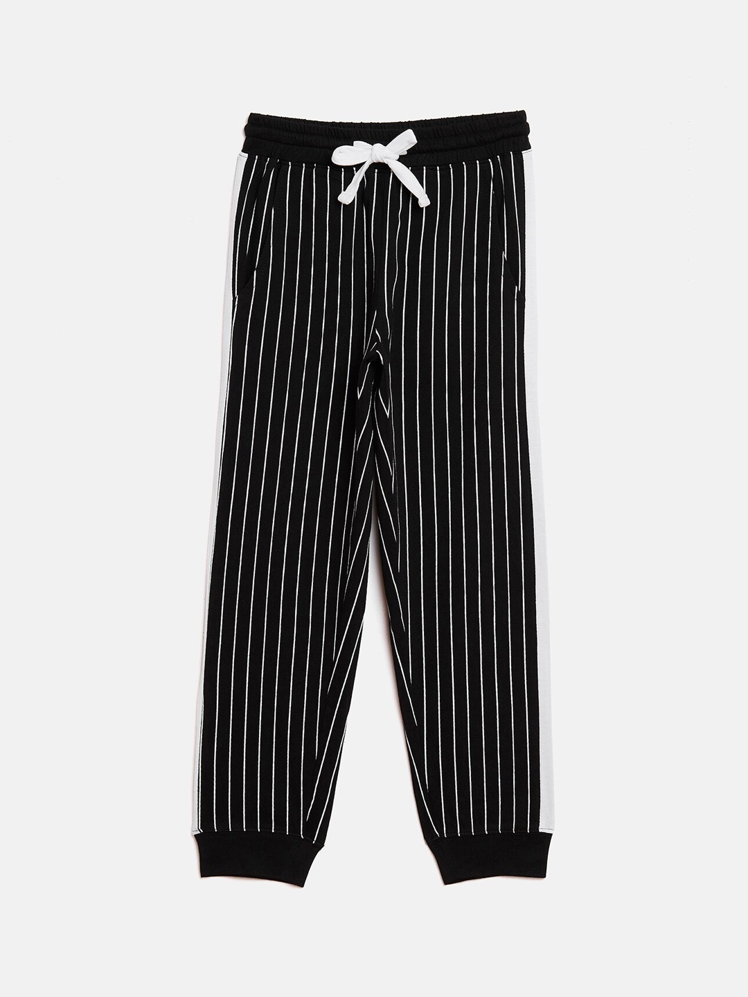 

GRITSTONES Boys Black & White Striped Joggers