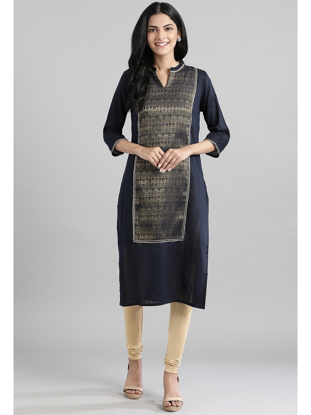 

Aurelia Women Navy Blue Printed Kurta