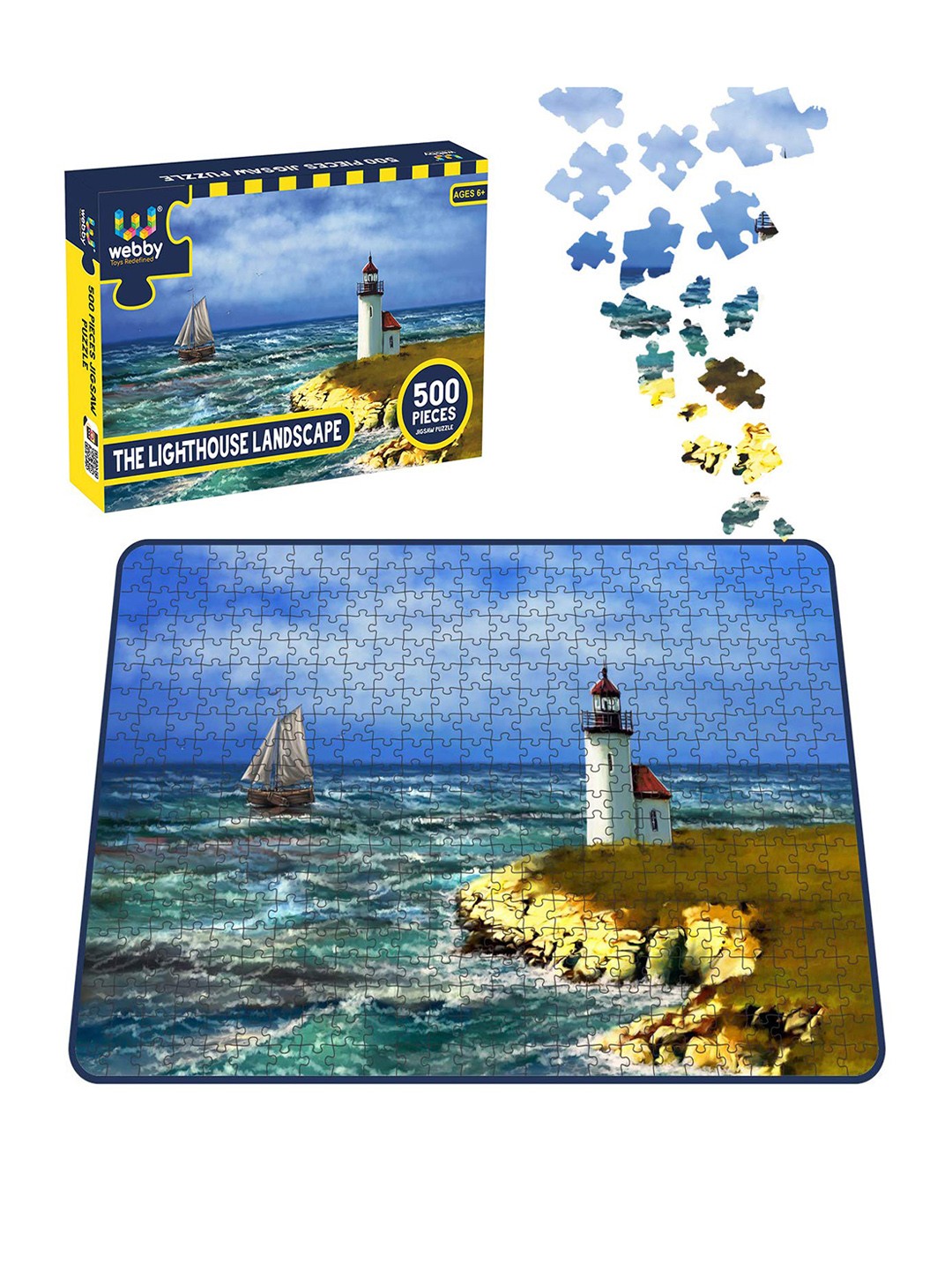 

Webby Kids The Lighthouse Landscape 500 Pcs Jigsaw Puzzle, Blue