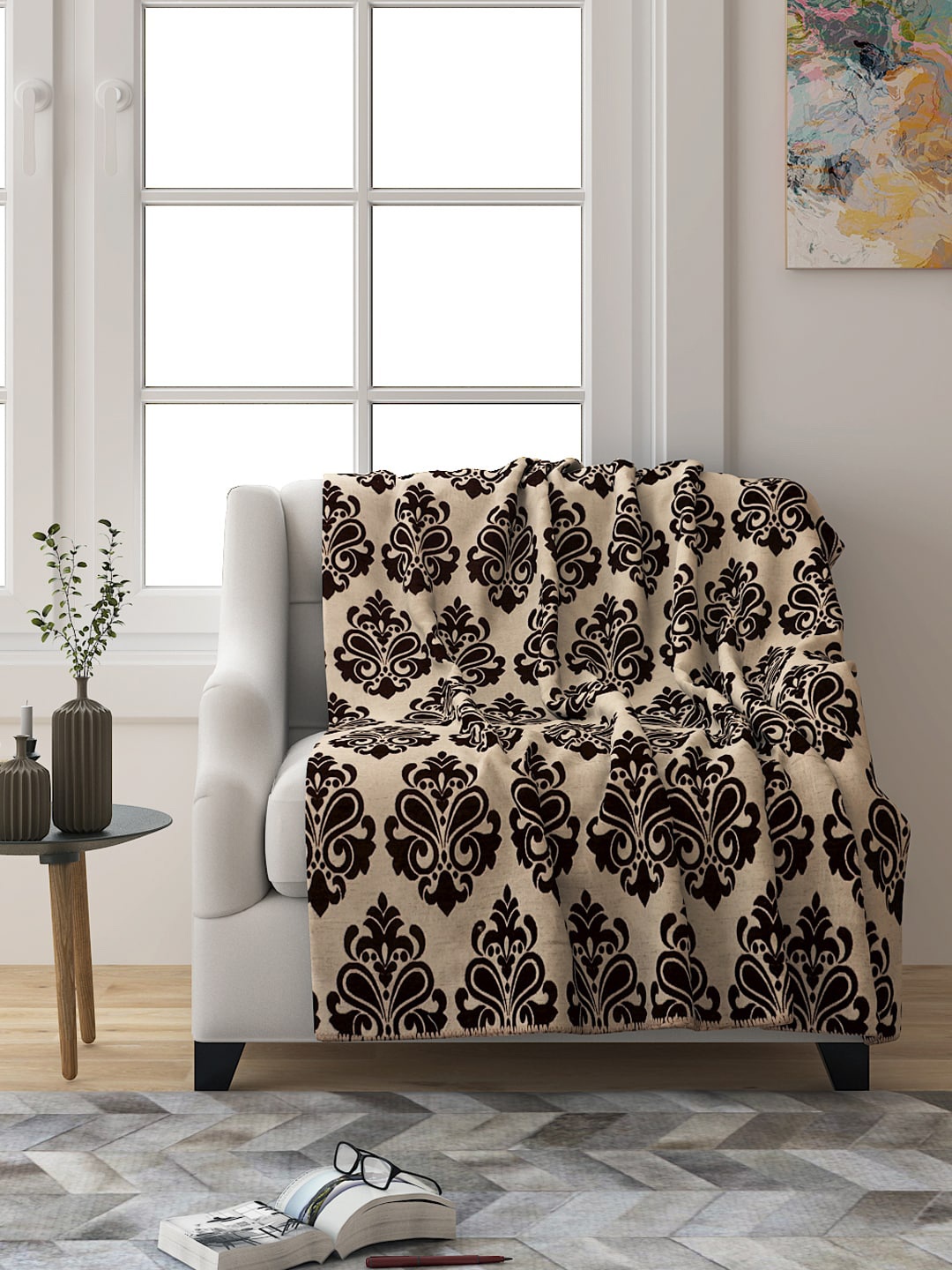 

Saral Home Set of 2 Brown & Beige Ethnic Motifs Reversible Sofa Covers
