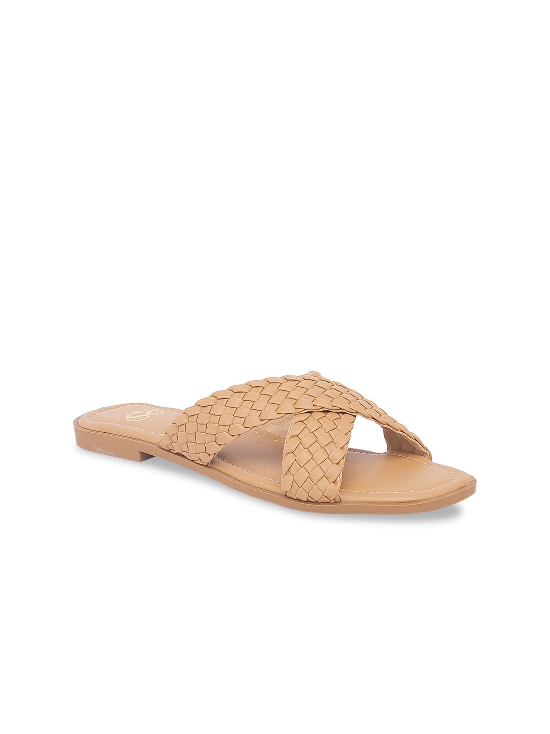 

Sole To Soul Women Camel Brown Woven Design Open Toe Flats