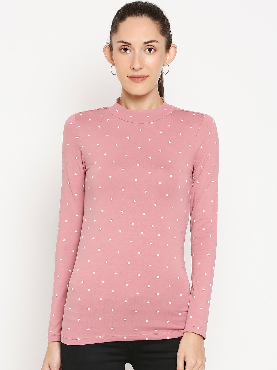 

Honey by Pantaloons Pink Polka Dot Printed Regular Top