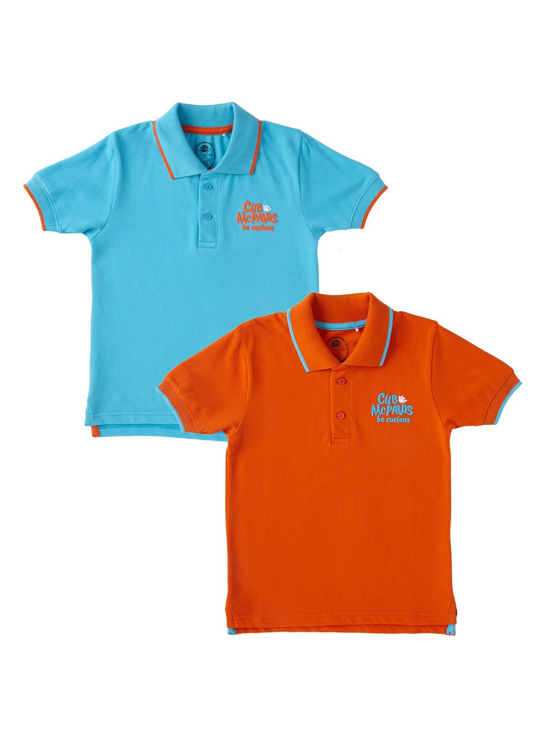 

Cub McPaws Boys Pack Of 2 Solid Polo Collar T-shirt, Blue