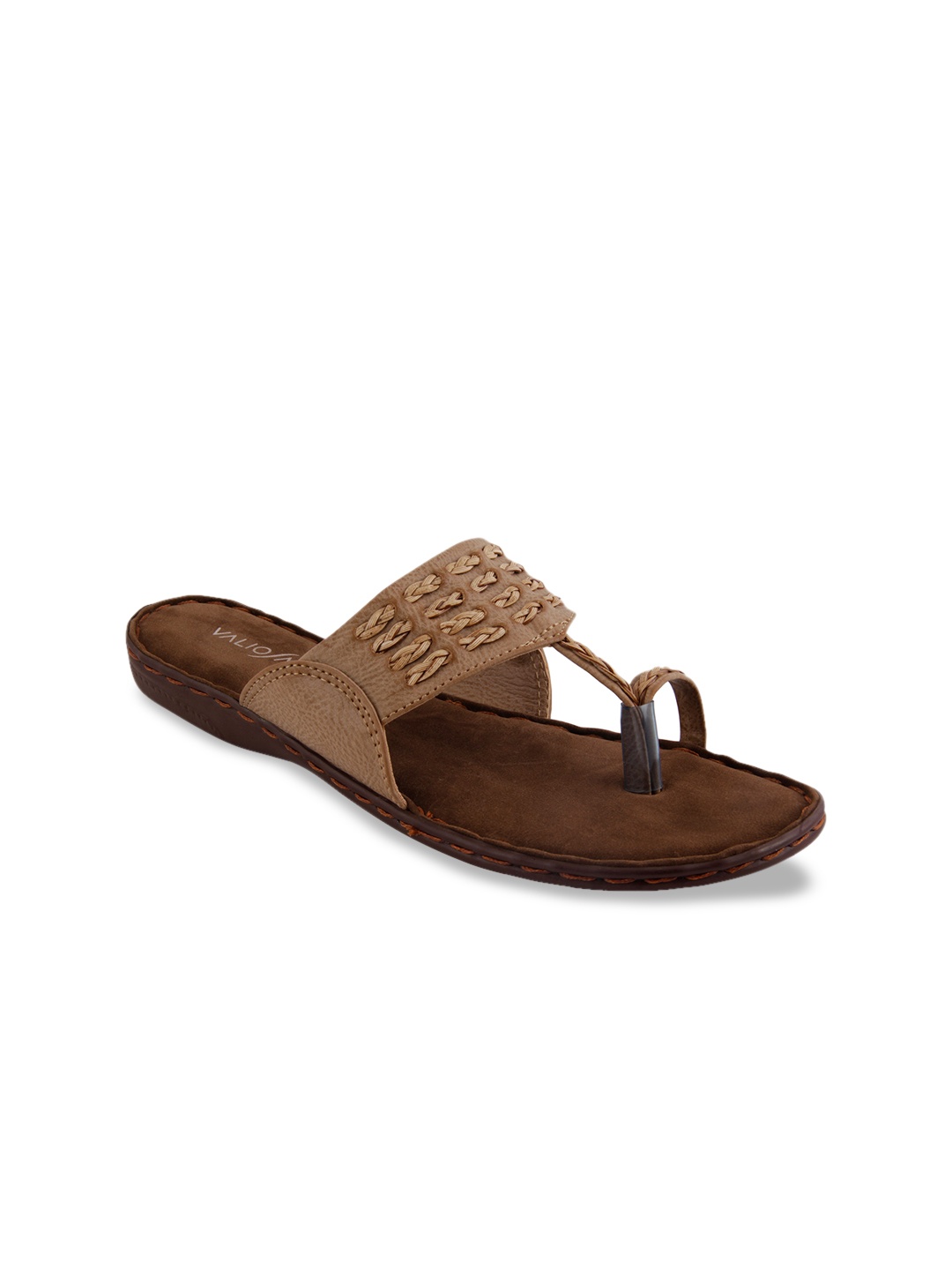 

VALIOSAA Women Brown Solid Open Toe Flats