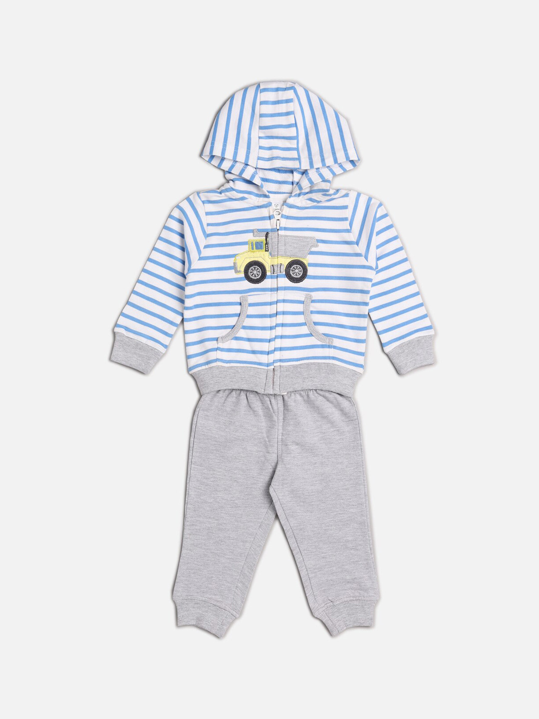 

TOFFY HOUSE Boys Blue & Grey Striped T-shirt with Pyjamas