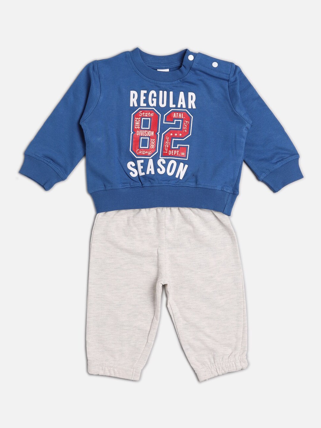 

TOFFY HOUSE Boys Blue & Off-White Printed Cotton T-shirt with Pyjamas