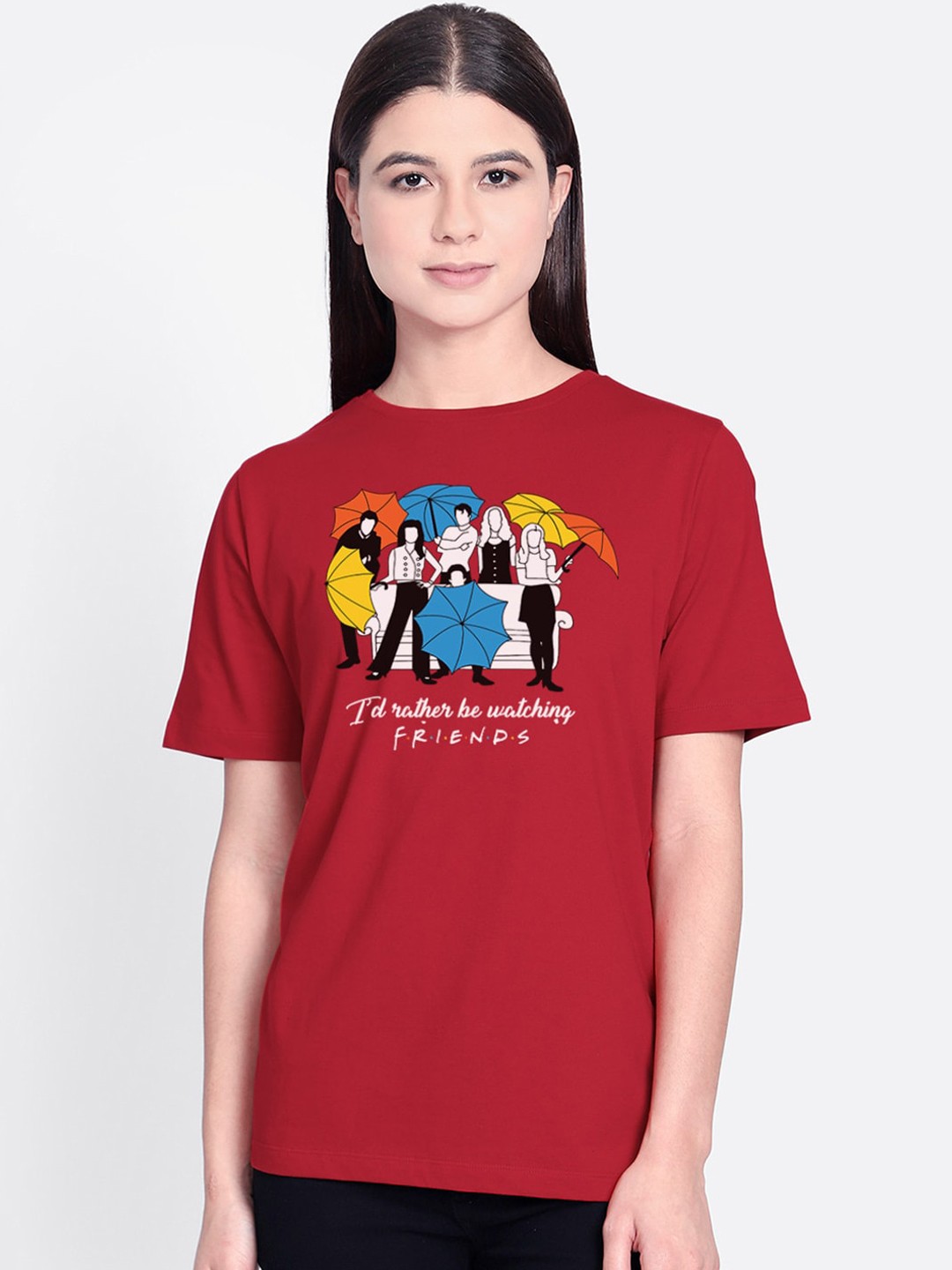 

Free Authority Women Red Friends Printed T-shirt