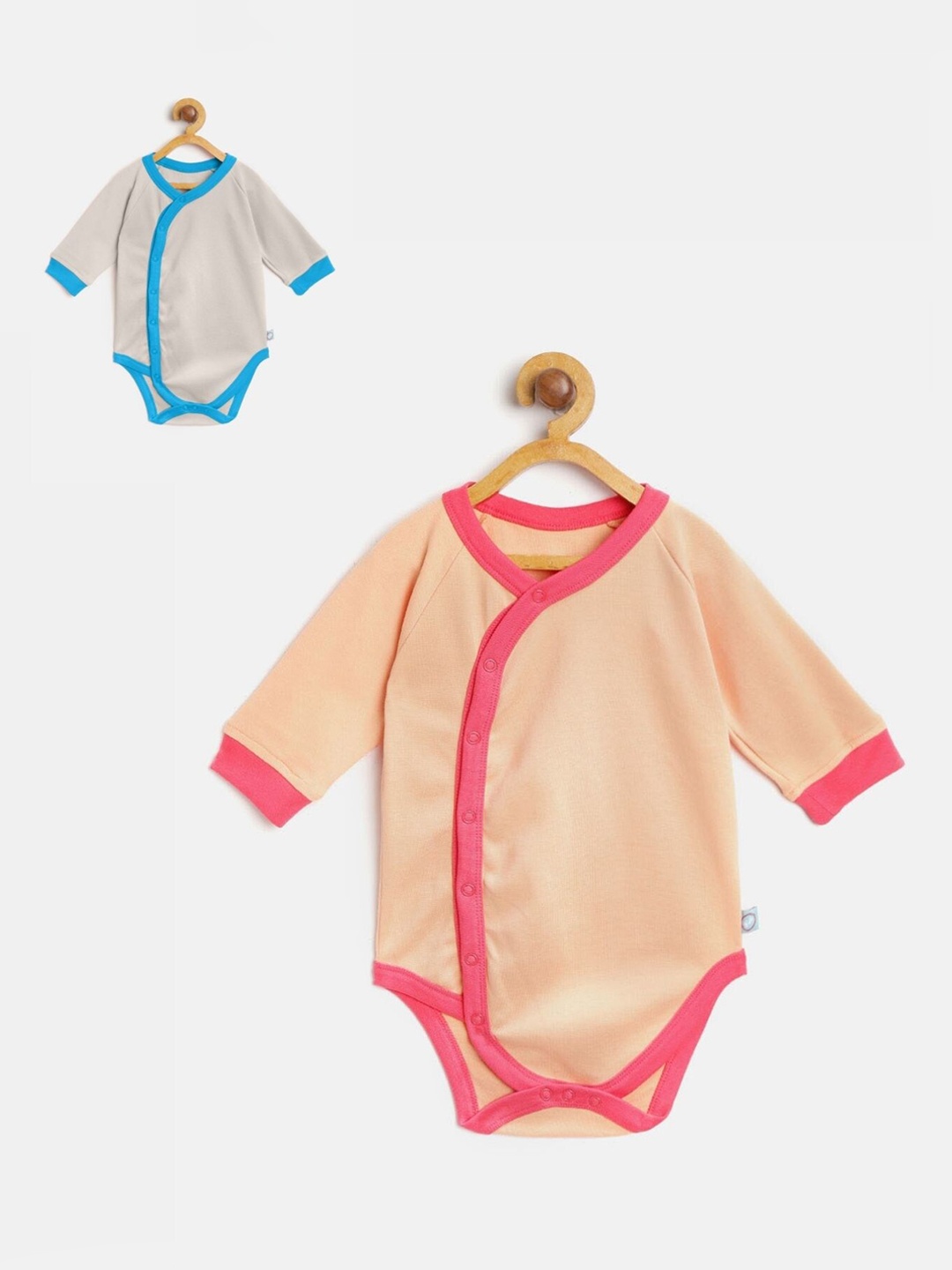 

cherrytoes Infant Kids Pack Of 2 Solid Bodysuits, Peach