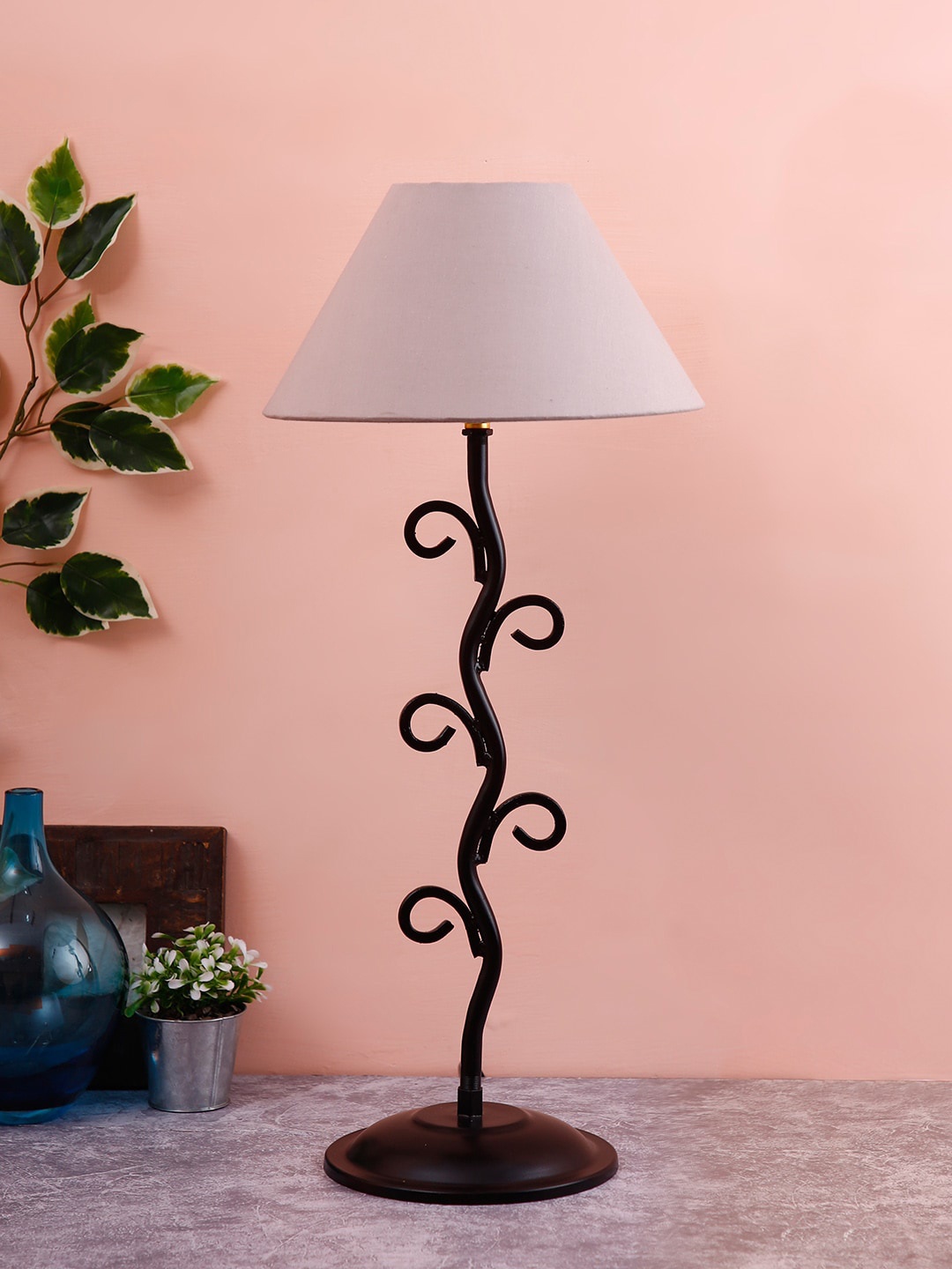 

Devansh Grey & Black Solid Self-Design Frustum Table Lamp