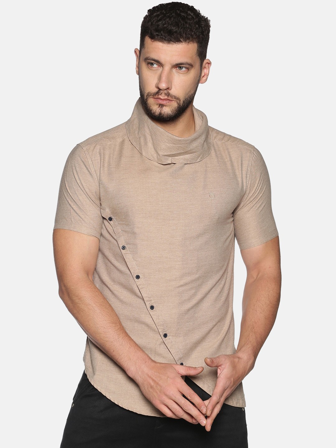 

SHOWOFF Men Beige Slim Fit Solid Casual Shirt