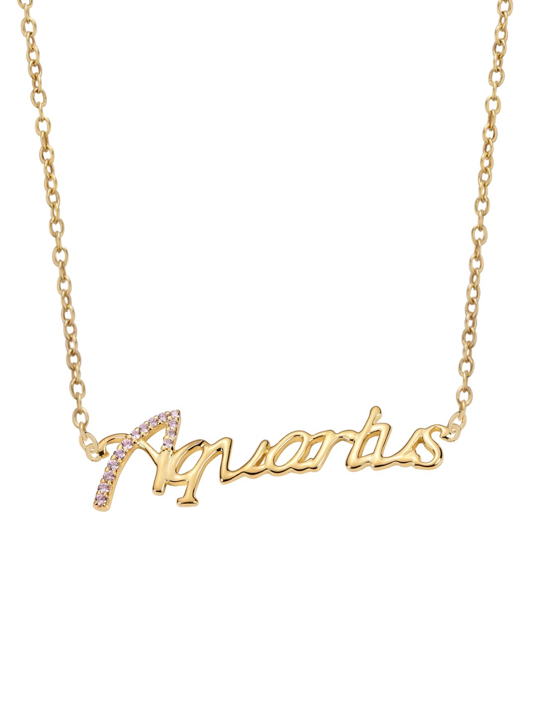 

LA SOULA 925 Sterling Silver Gold-Plated Natural Zircon Aquarius Zodiac Pendant With Chain