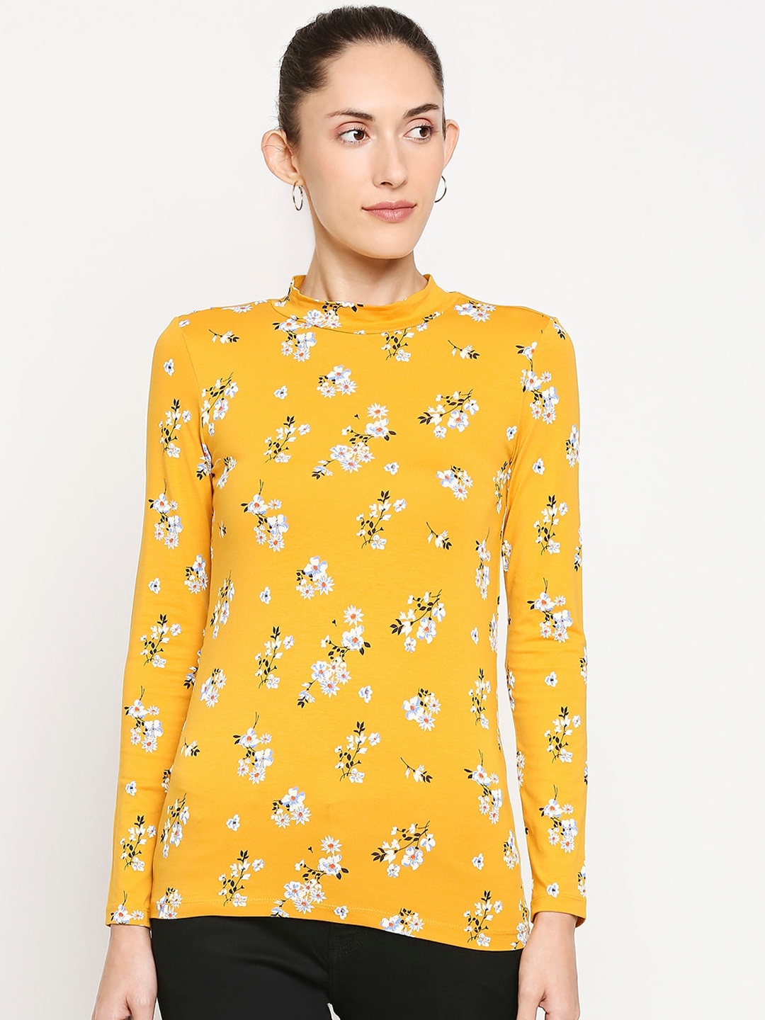 

Honey by Pantaloons Yellow Floral Printed Top