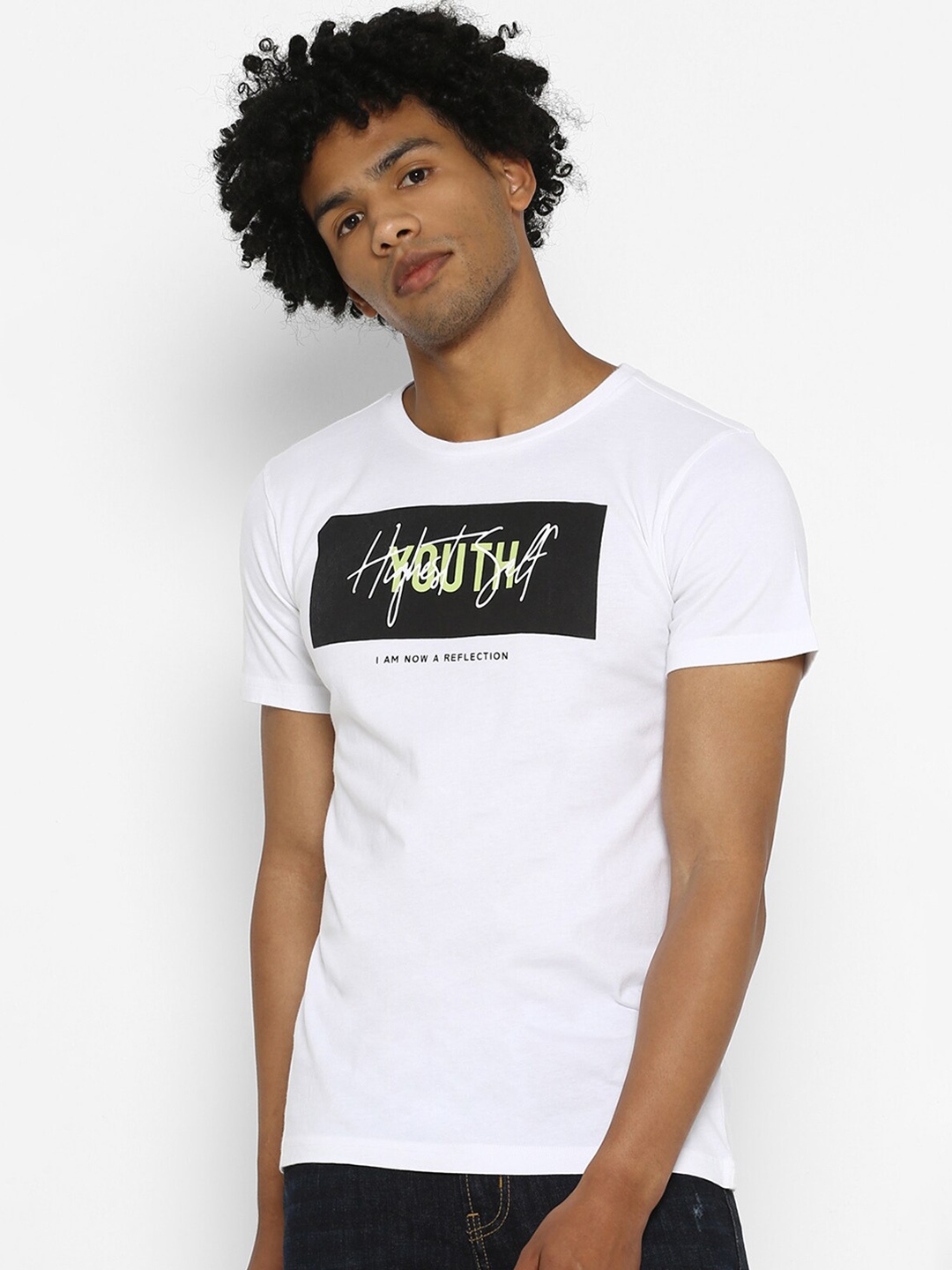 

FOREVER 21 Men White Printed Round Neck T-shirt