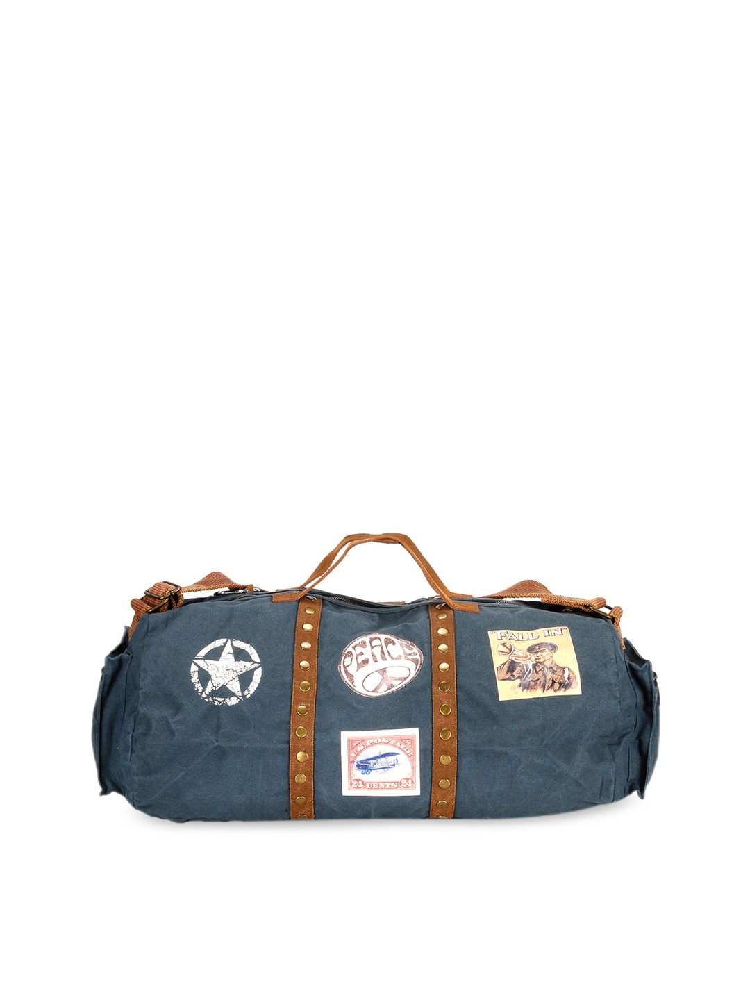 

The House of Tara Unisex Blue & Brown Printed Duffle Bag