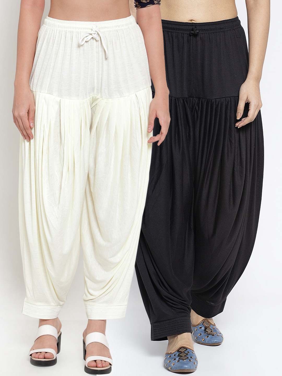

GRACIT Women Pack Of 2 Solid Loose-Fit Patialas, Black