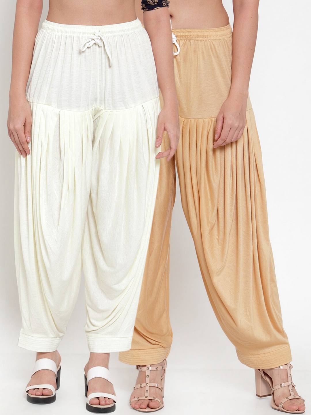 GRACIT Women Pack Of 2 Solid Loose-Fit Patialas, Off white