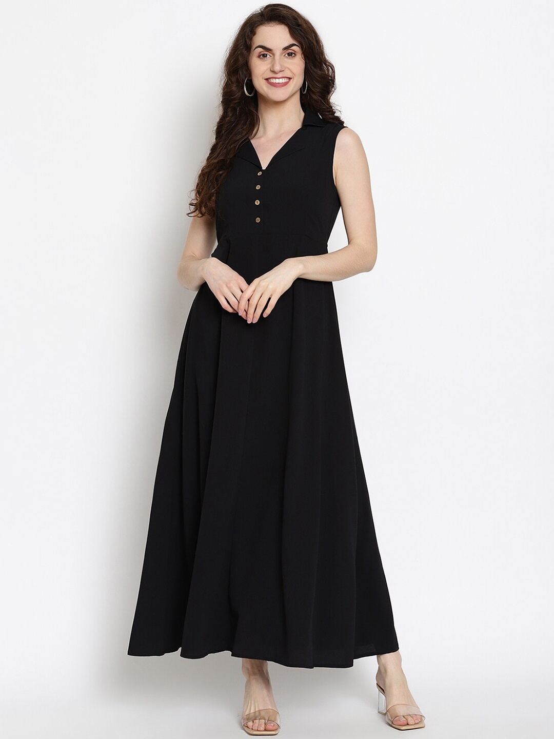 

The Vanca Women Black Solid Maxi Dress