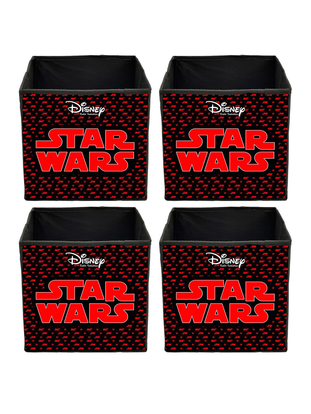 

Kuber Industries Set Of 4 Black & Orange Star Wars Printed Foldable Storage Cubes