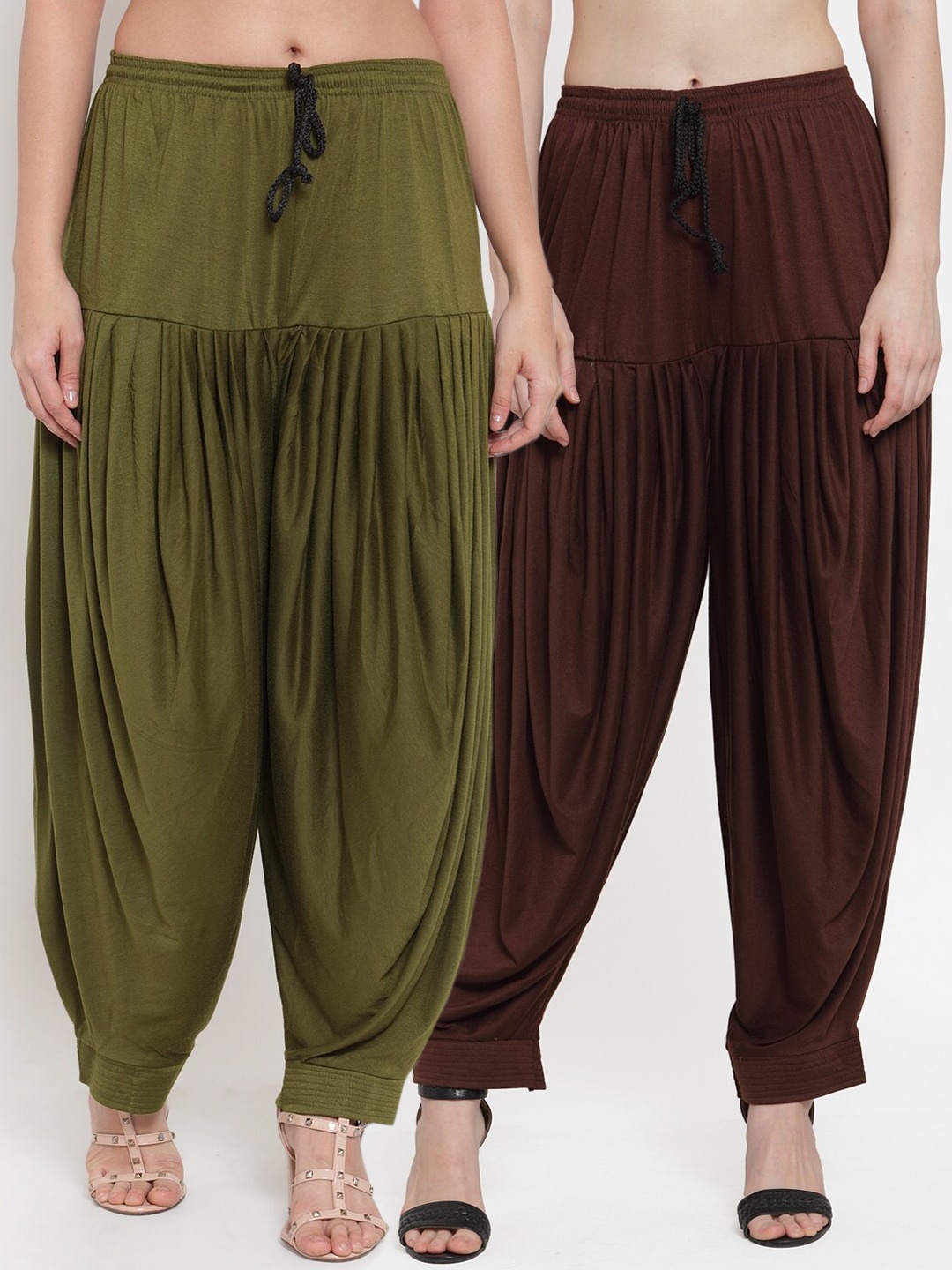 

GRACIT Women Pack Of 2 Solid Patialas, Brown