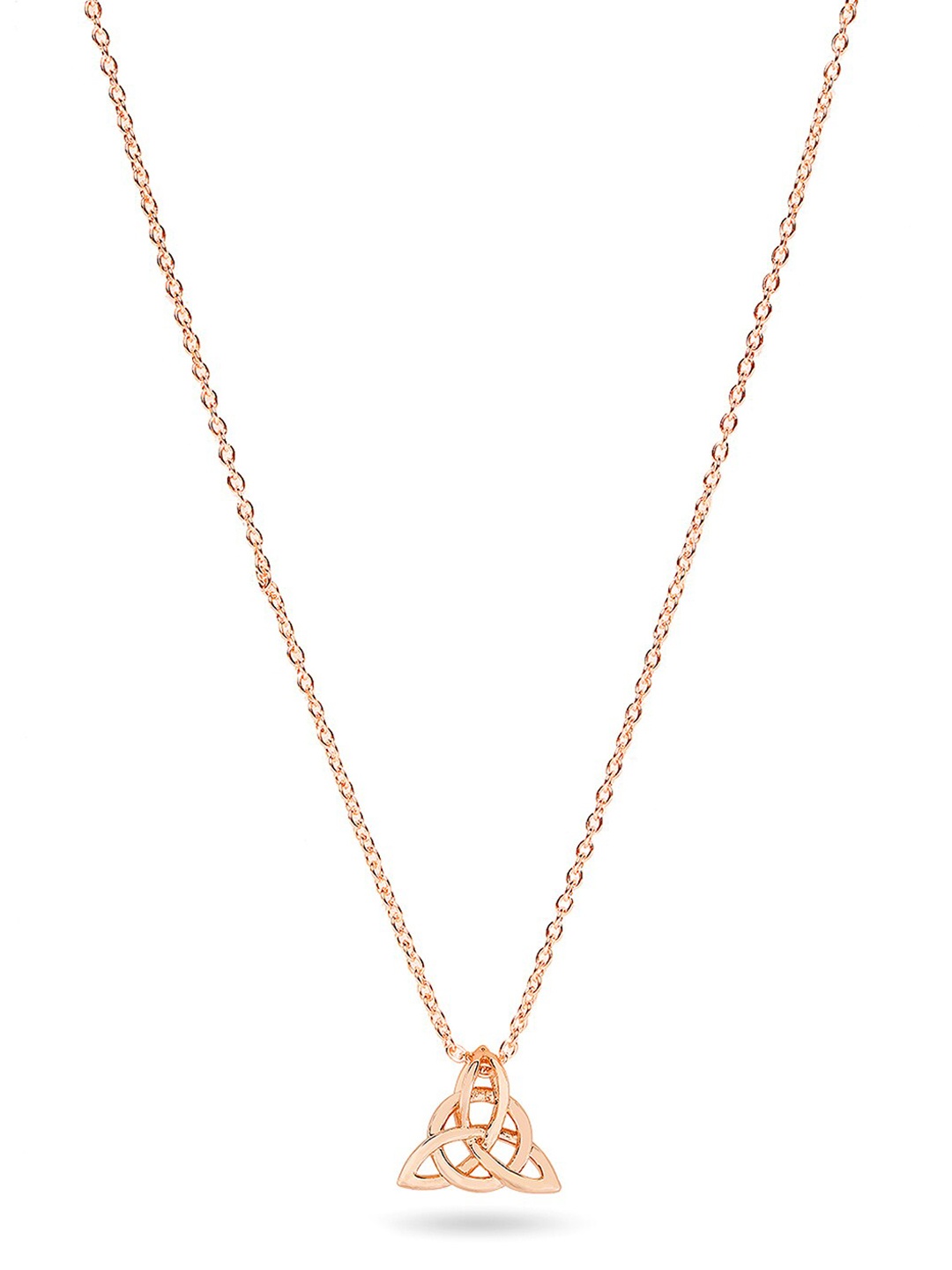 

Mahi Rose Gold-Plated Knot Triquetra Trinity Triangle Pendant With Chain