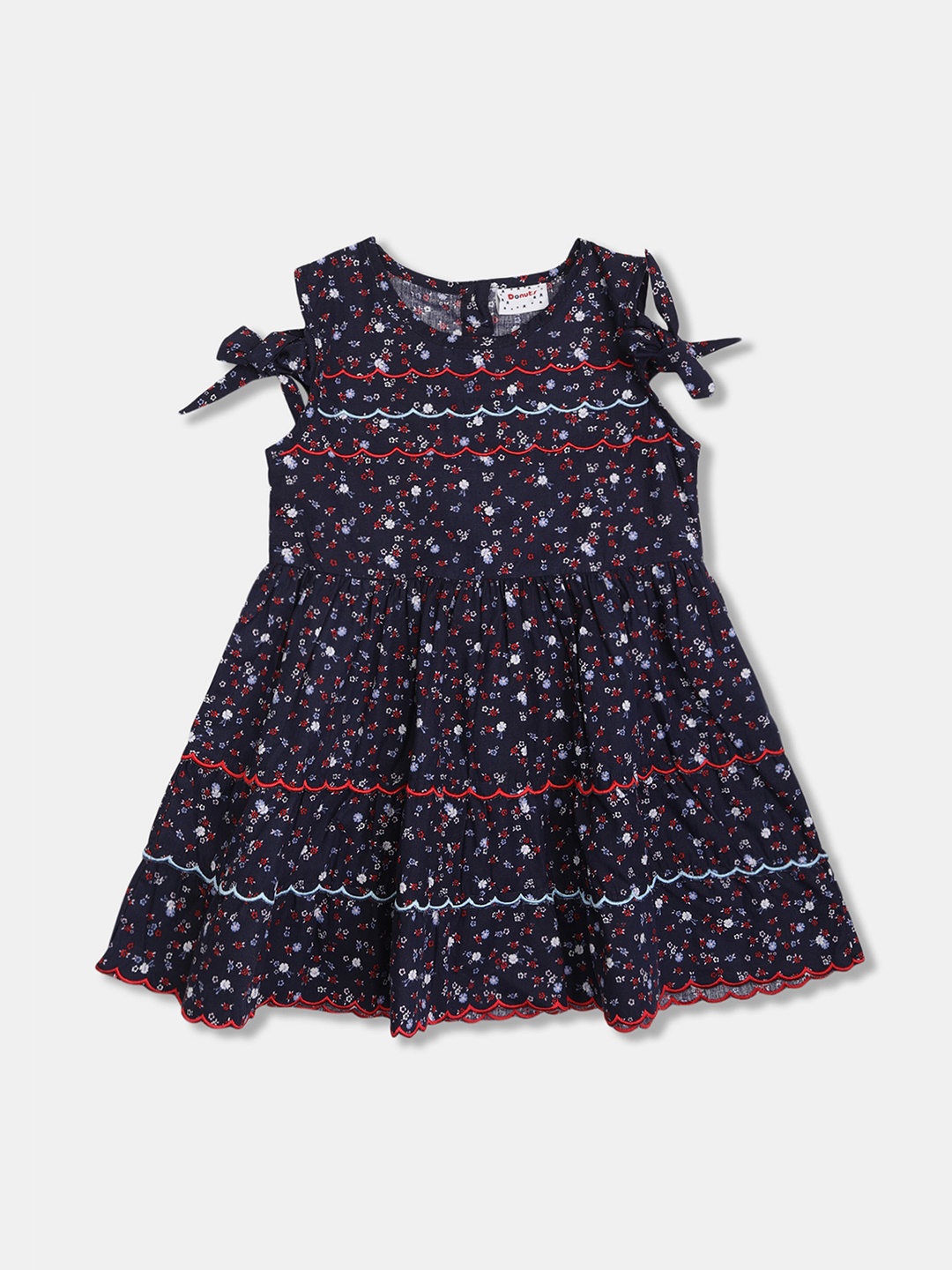 

Donuts Girls Navy Blue Printed Fit and Flare Dress