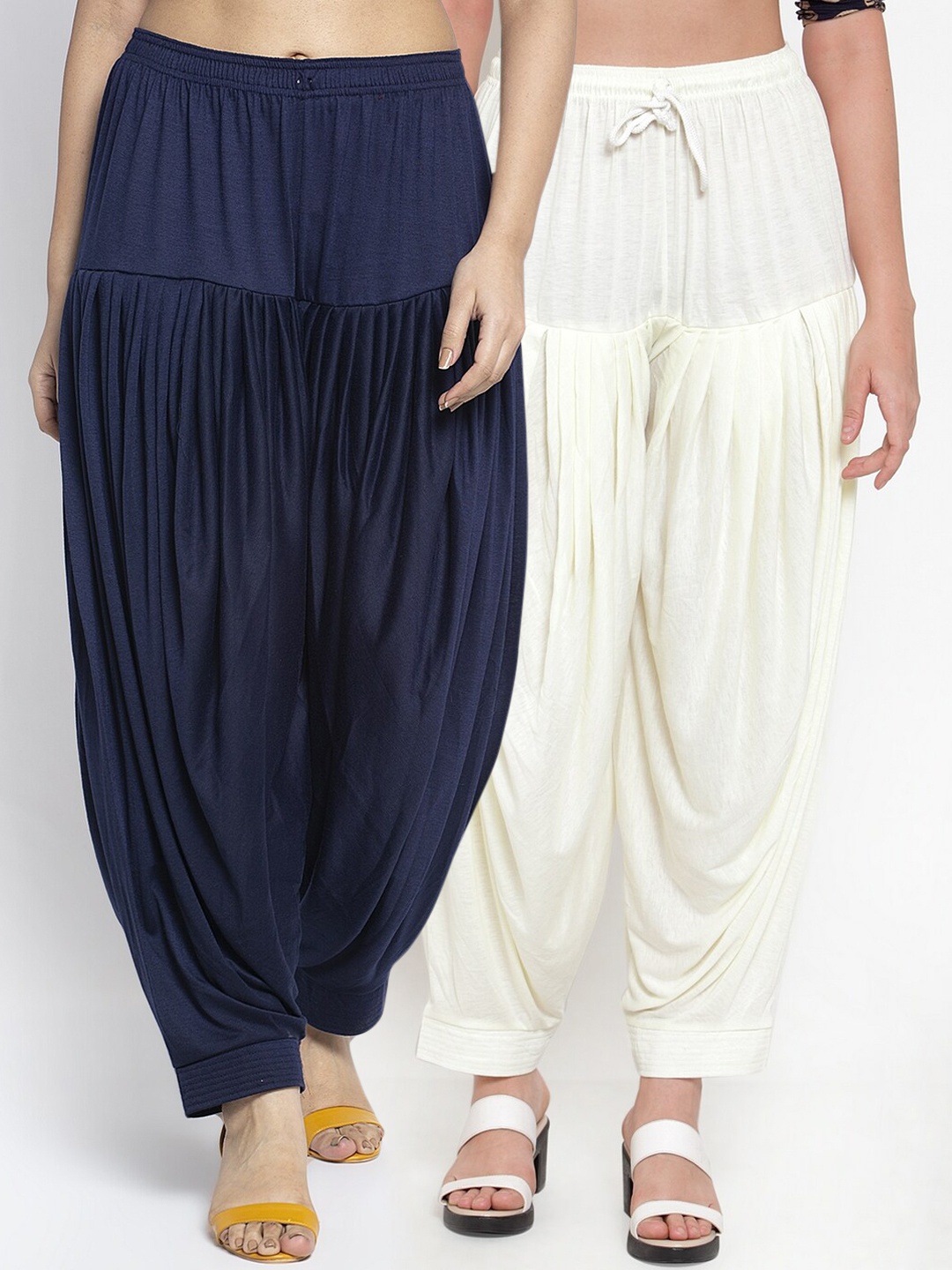 

GRACIT Women Pack Of 2 Solid Loose-Fit Patialas, Navy blue