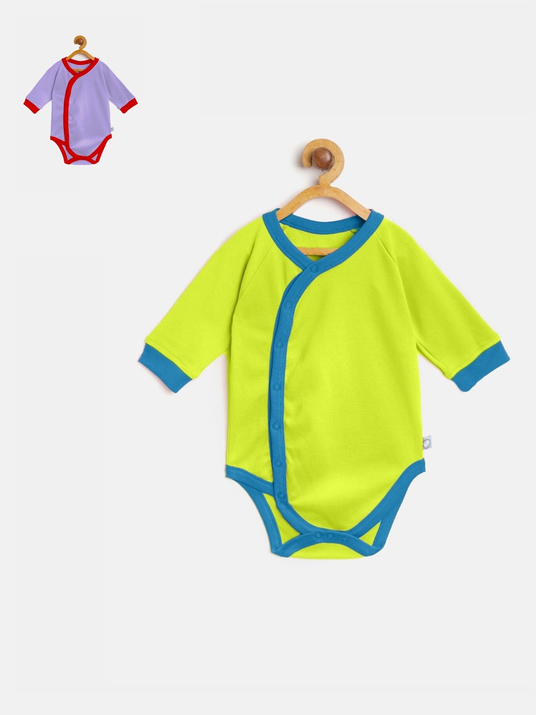 

cherrytoes Infant Kids Pack Of 2 Solid Bodysuits, Lime green
