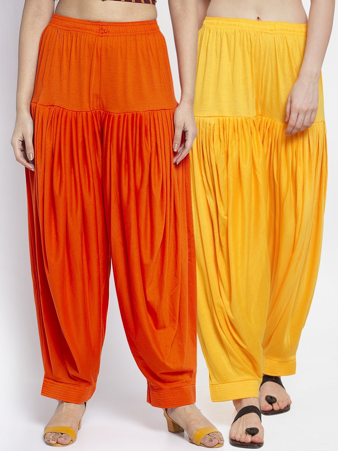 

GRACIT Women Pack Of 2 Solid Loose-Fit Patialas, Yellow