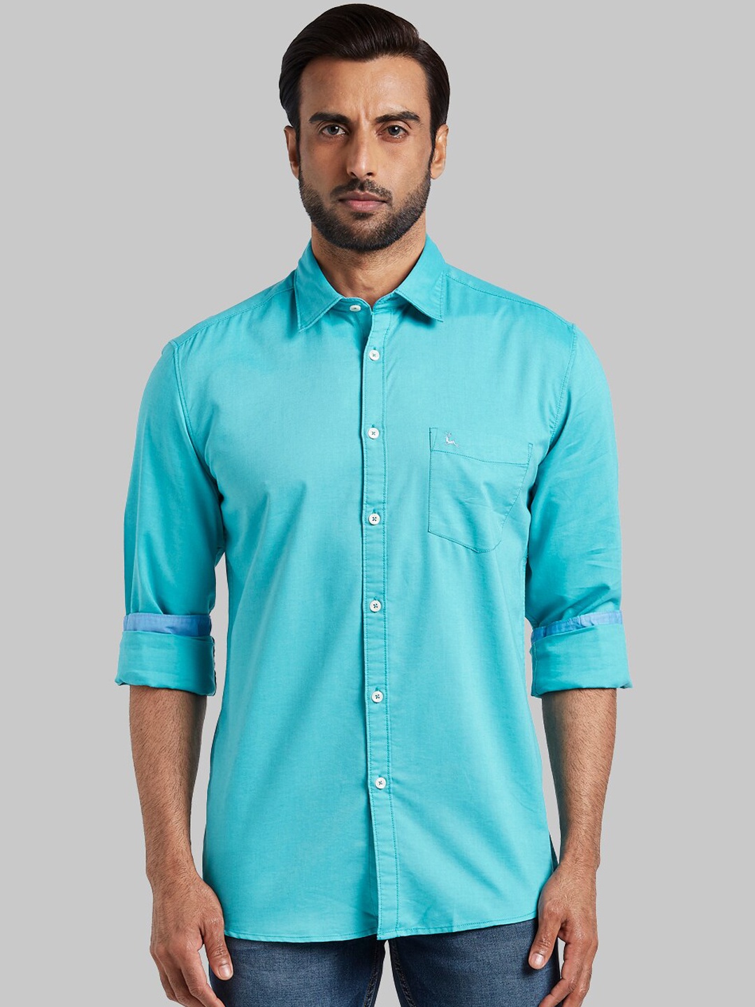 

Parx Men Blue Slim Fit Solid Casual Shirt